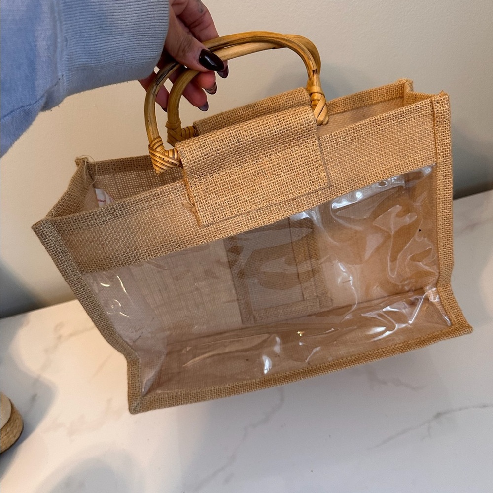 Transparent Tan Tote Bag